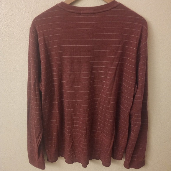 Marine Layer Red Double Knit Henley Striped Longsleeve Shirt Mens L / XL - Picture 5 of 7